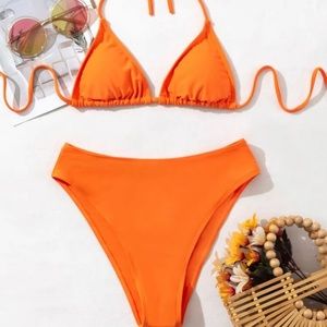 Triangle high waisted bikini swim